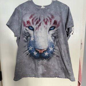 The Mountain Tiger Print shirt 2012 David Penfound white Tiger American flag XXL